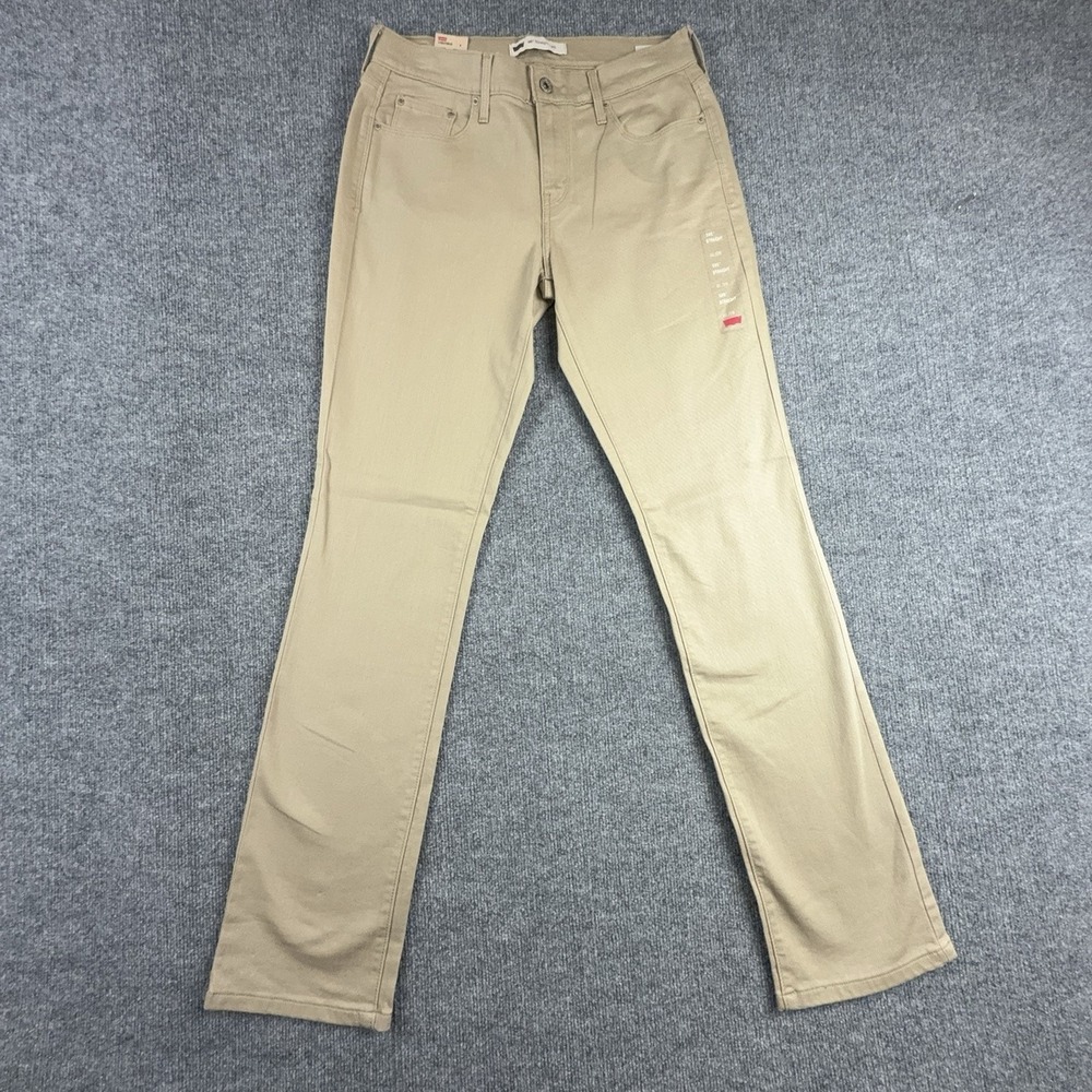 Levis 505 Straight Jeans Womens 6 Tall Beige Mid Rise Stretch Denim 15621-0004
